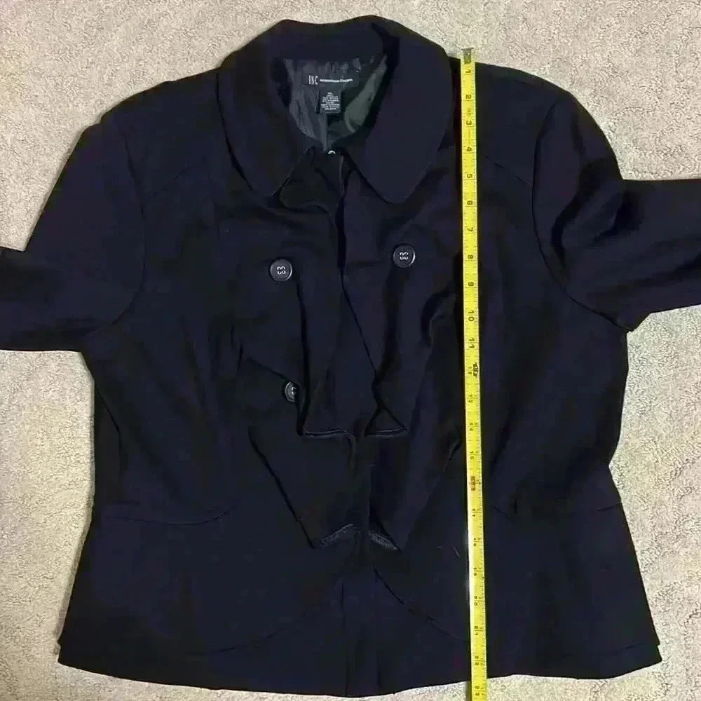 INC Jacket blazer  with ruffle collar black zipper front size XL - Picture 8 of 10